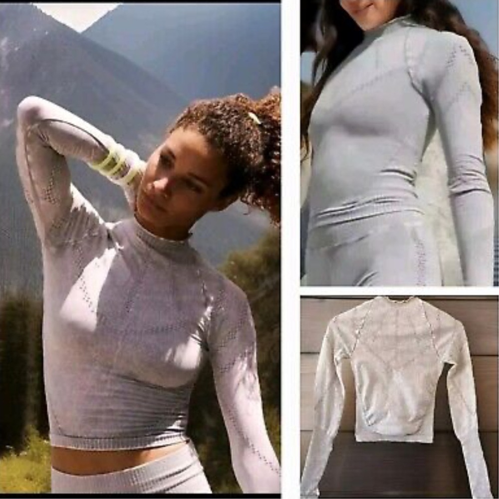 NWT Free People Movement Good Karma Ice Grey High Neck Layering Top - Picture 6 of 8